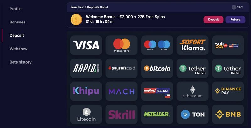 NV Casino - Omtrent €2.000 velkomstbonus + 225 gratis spins