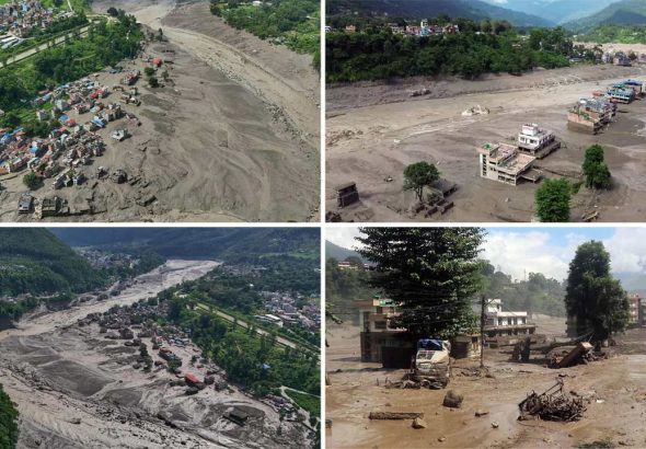 picture of devastation after the floods in Nepal's Rasuwa district.