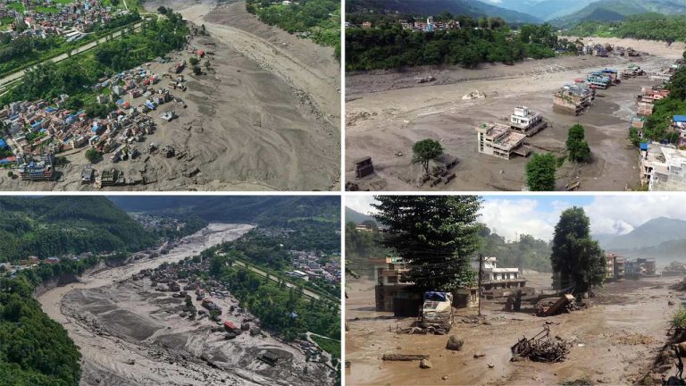 picture of devastation after the floods in Nepal's Rasuwa district.